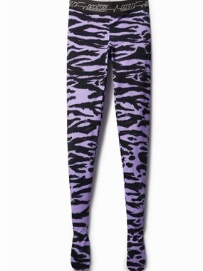 Desigual Purple & Black Zebra-Print Leggings size M